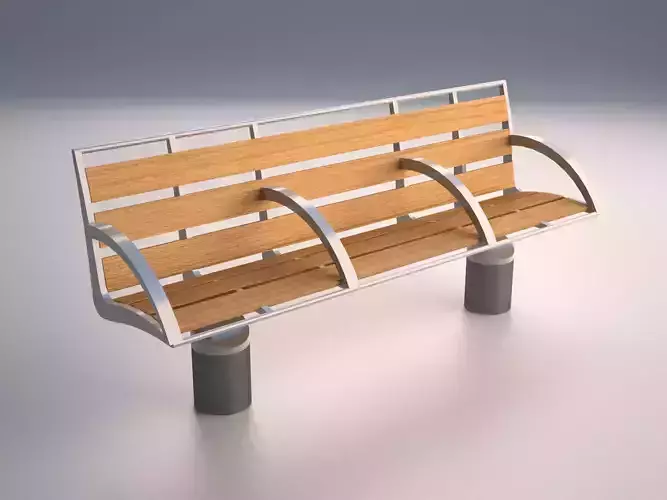 Bench wooden with metal legs