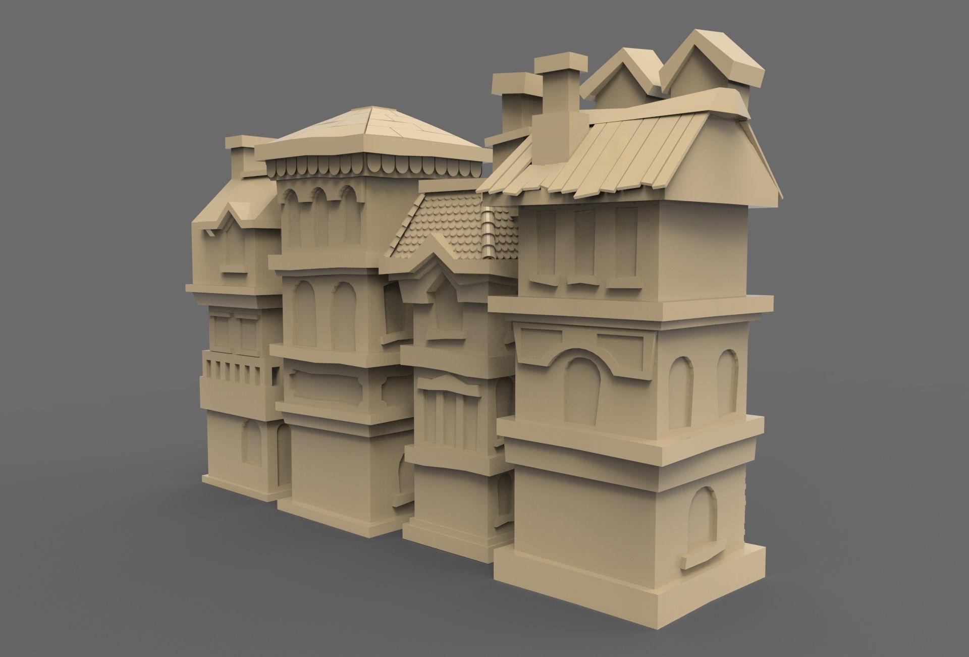 House street Low-poly 3D model_4