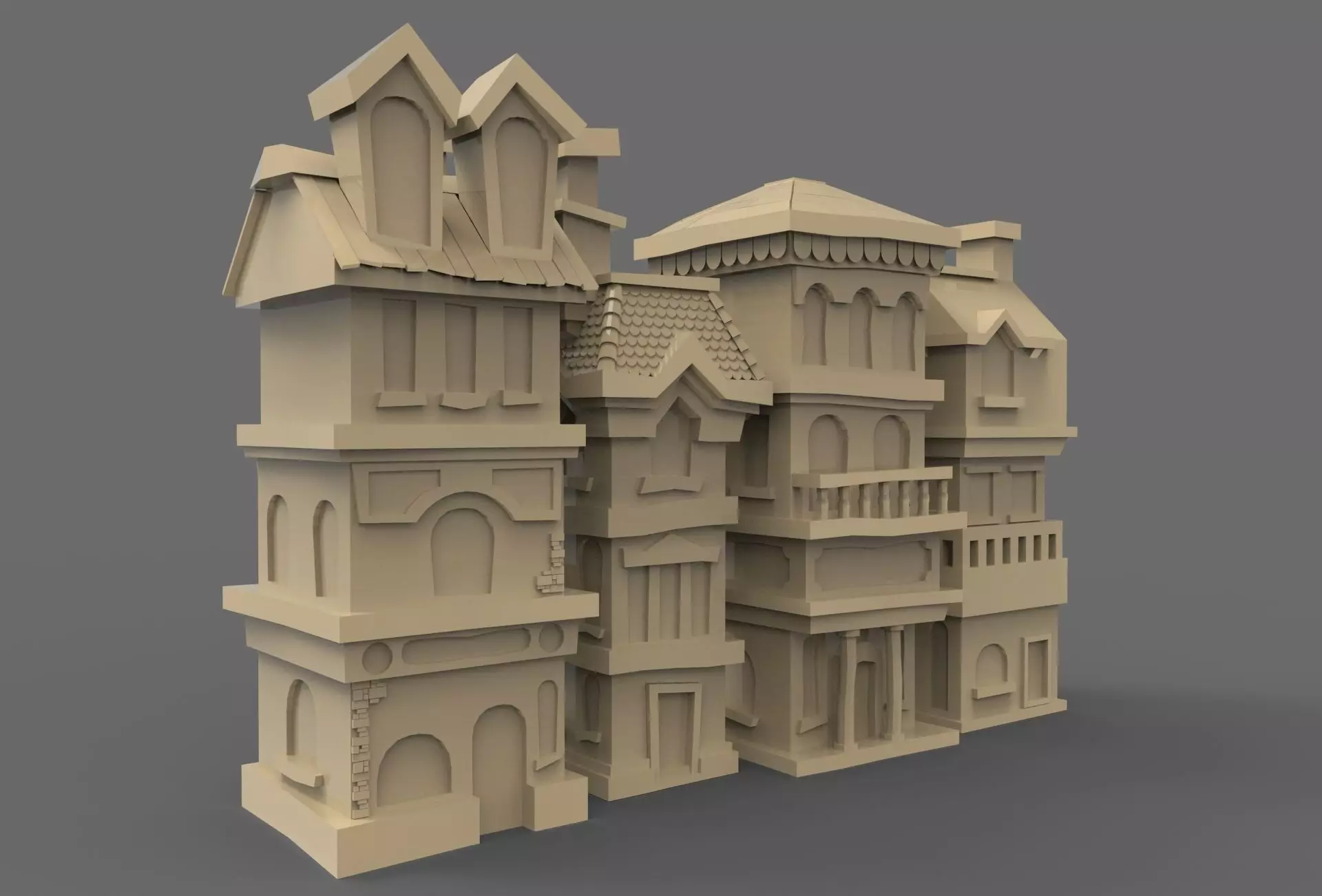 House street Low-poly 3D model_0