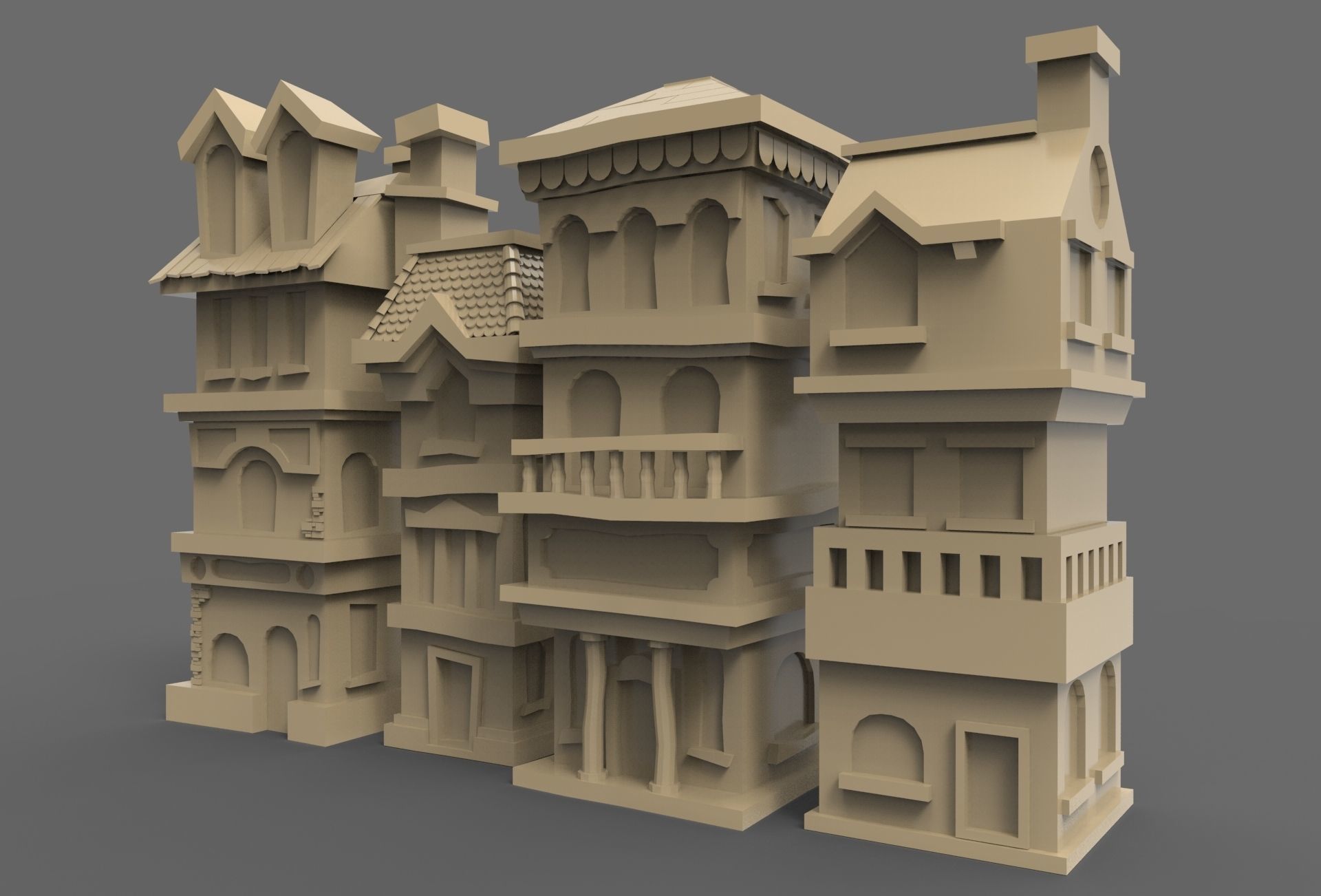 House street Low-poly 3D model_2
