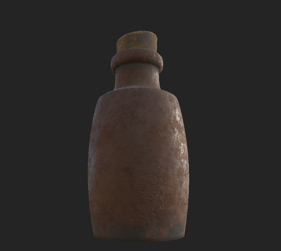 small clay bottle PBR low poly Low-poly 3D model_1