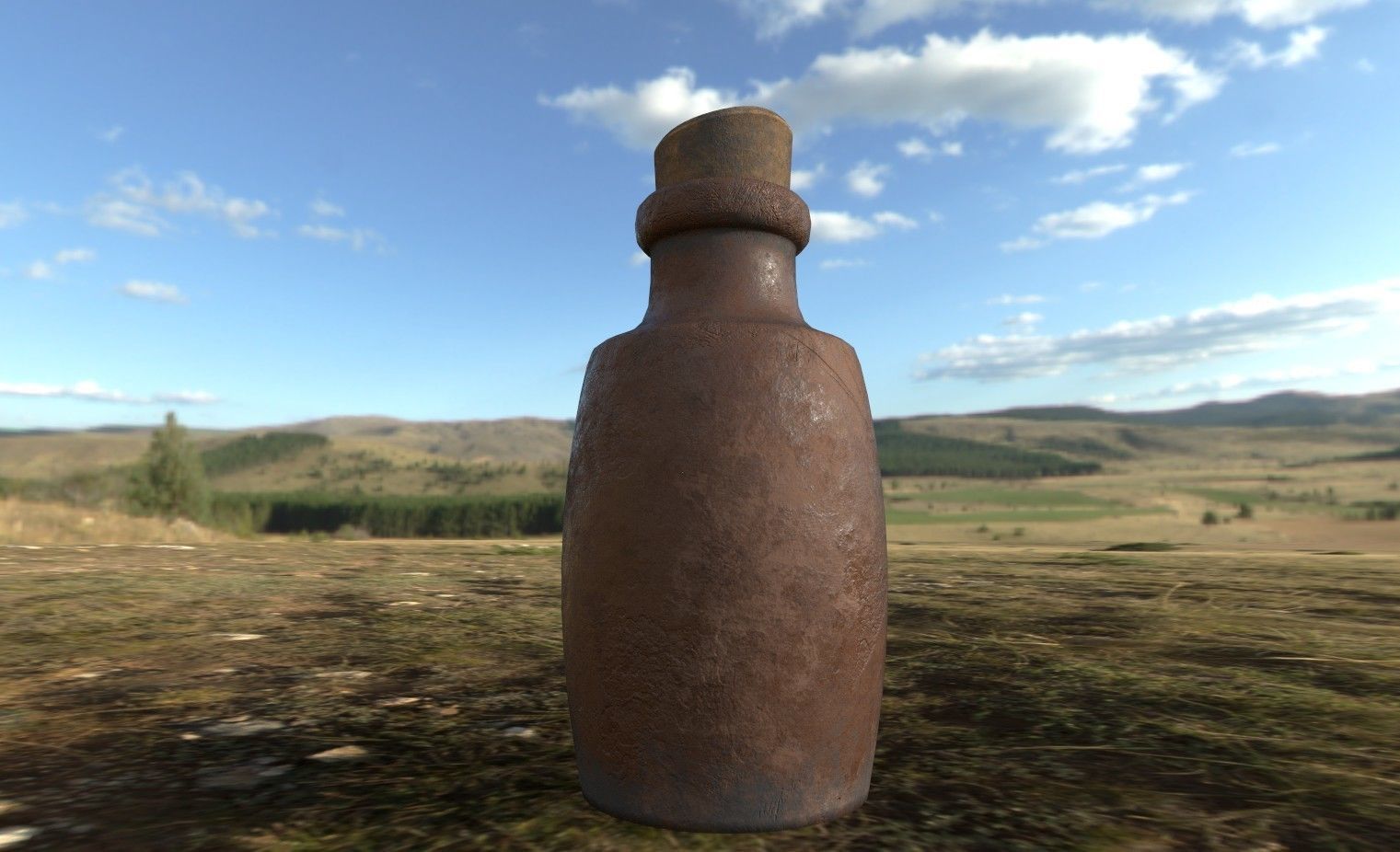 small clay bottle PBR low poly Low-poly 3D model_3