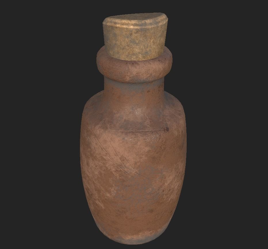 small clay bottle PBR low poly Low-poly 3D model_2