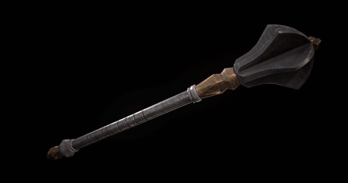 Flanged Mace PBR Low-poly 3D model_3