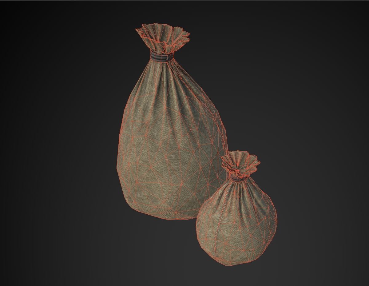 Sacks Low-poly 3D model_8