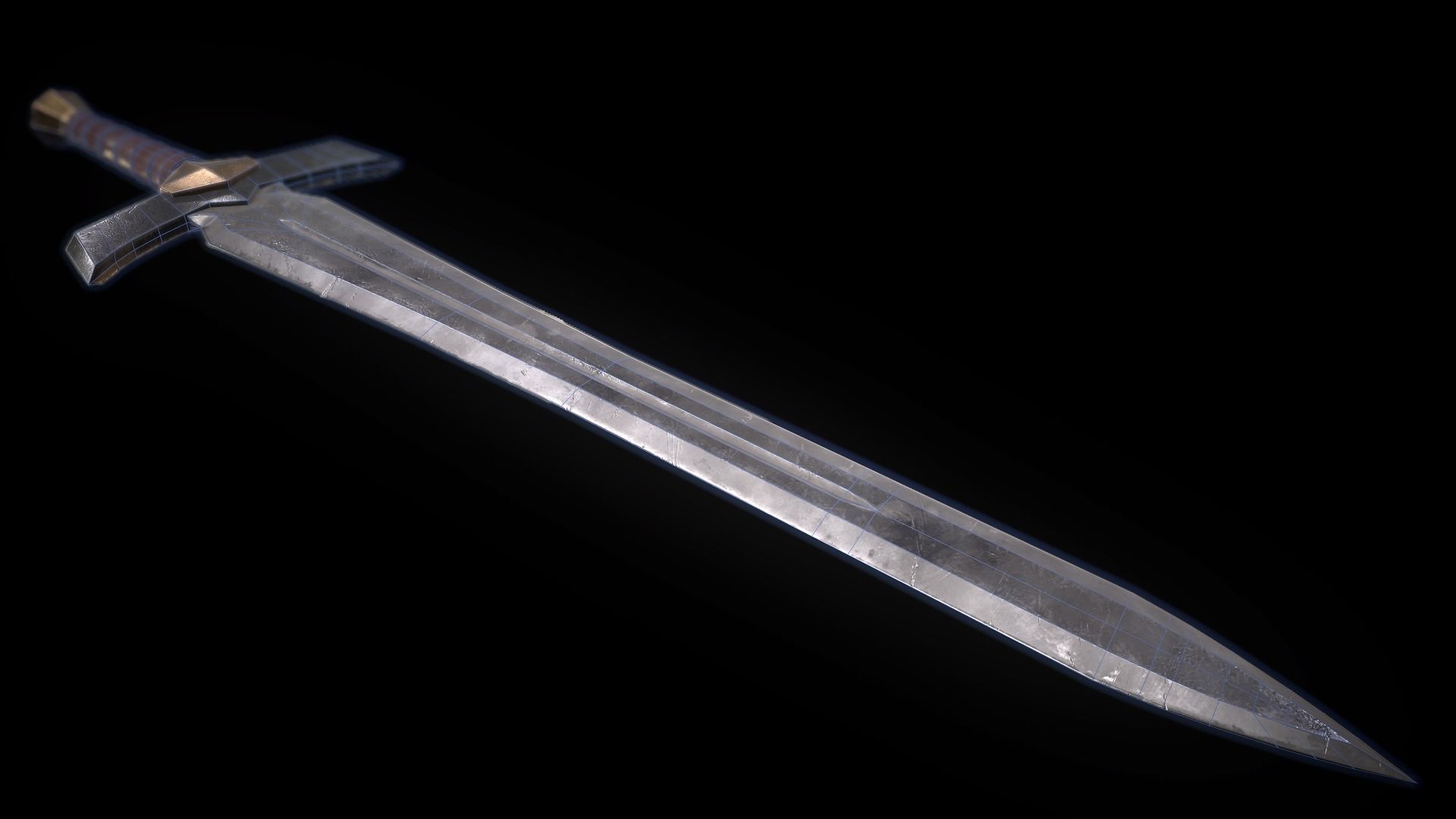 Steel Longsword PBR Low-poly 3D model_4