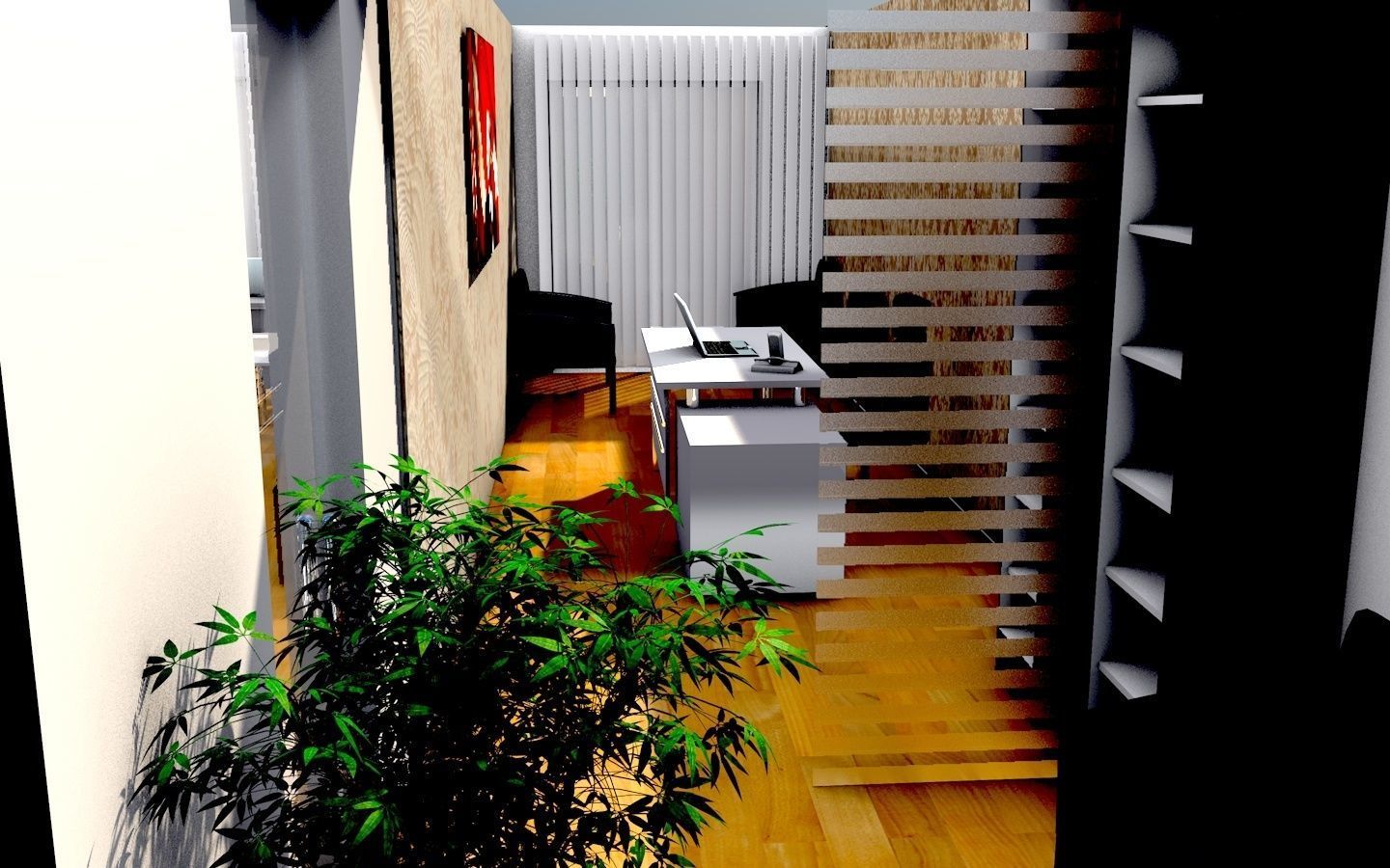 Office 1 floor plan of 3D model_4