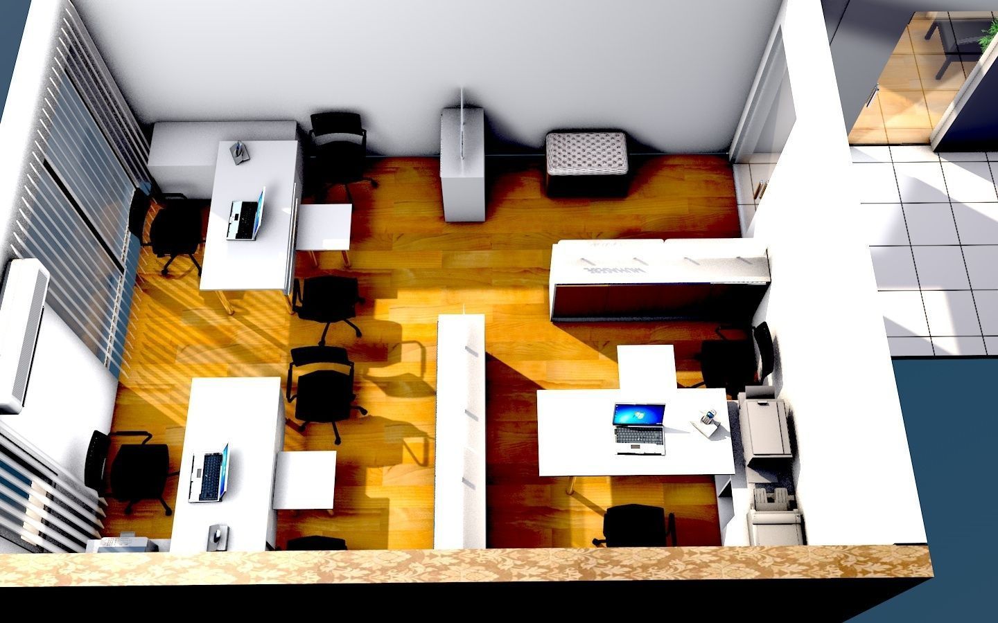 Office 1 floor plan of 3D model_3