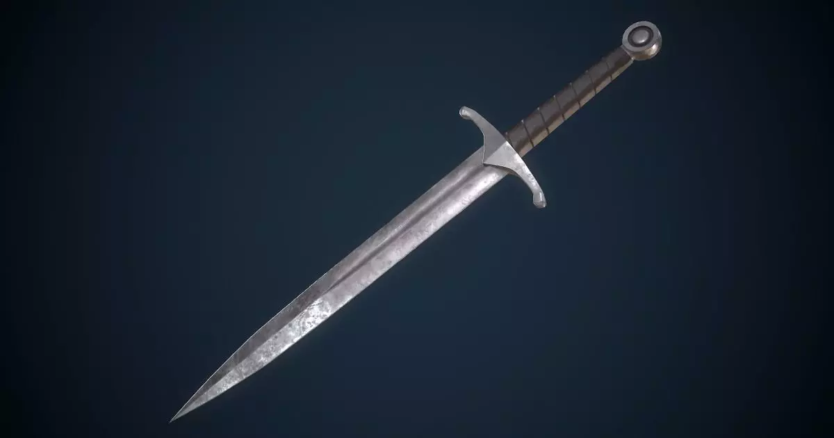 Steel Dagger PBR Free low-poly 3D model_0