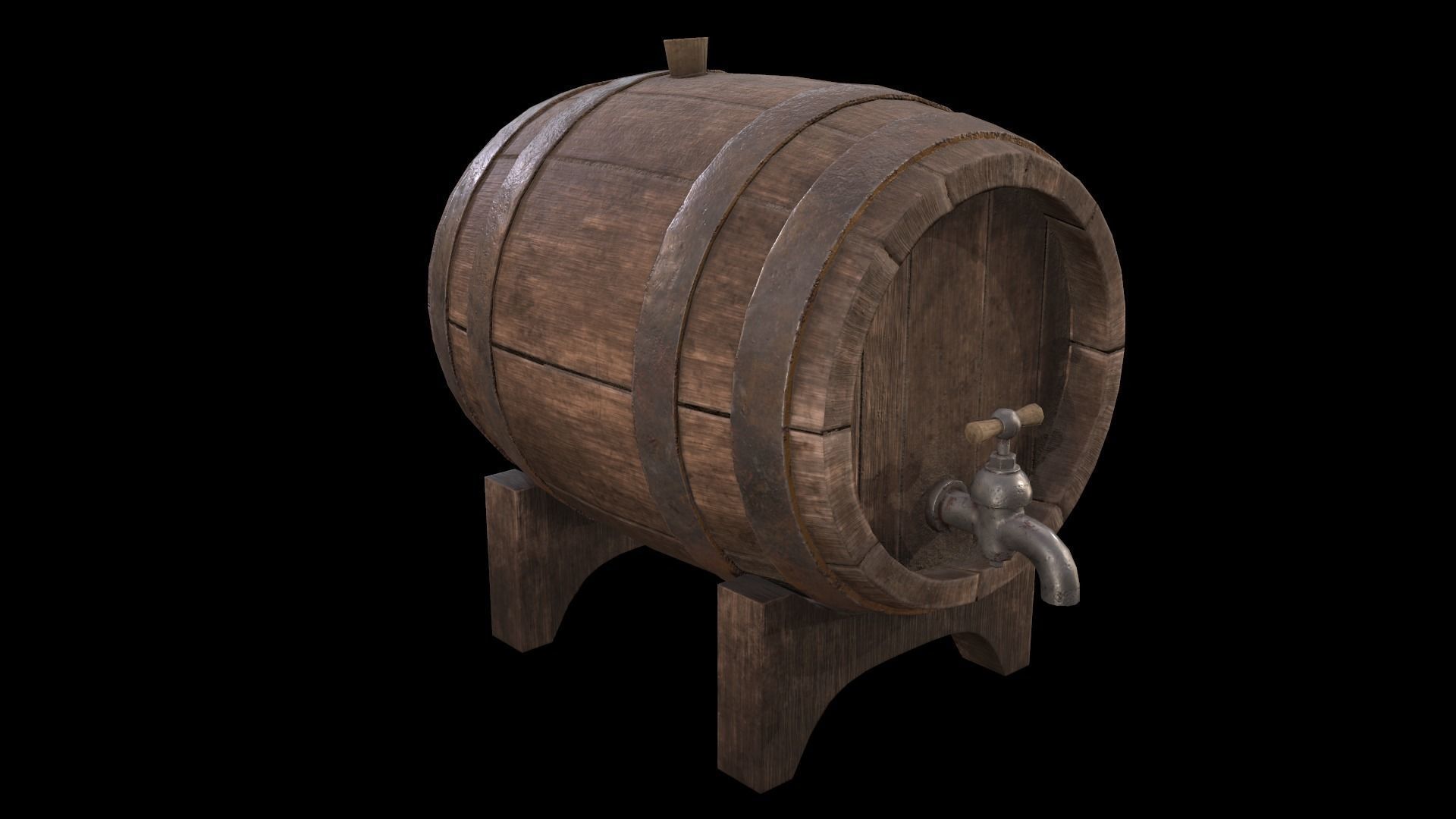 Wine Barrel PBR Low-poly 3D model_1