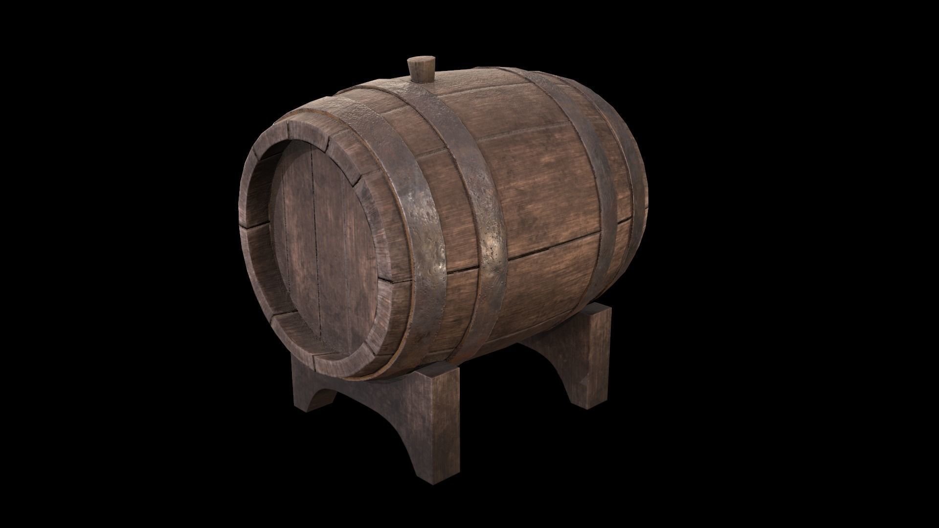 Wine Barrel PBR Low-poly 3D model_5