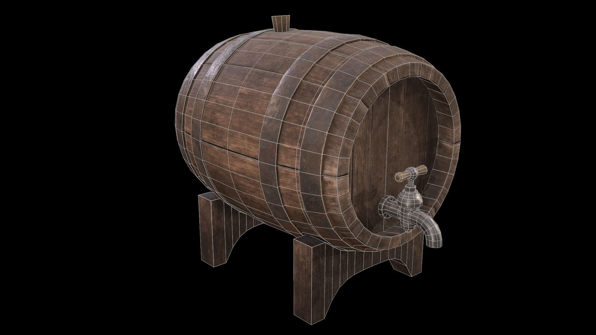Wine Barrel PBR Low-poly 3D model_2