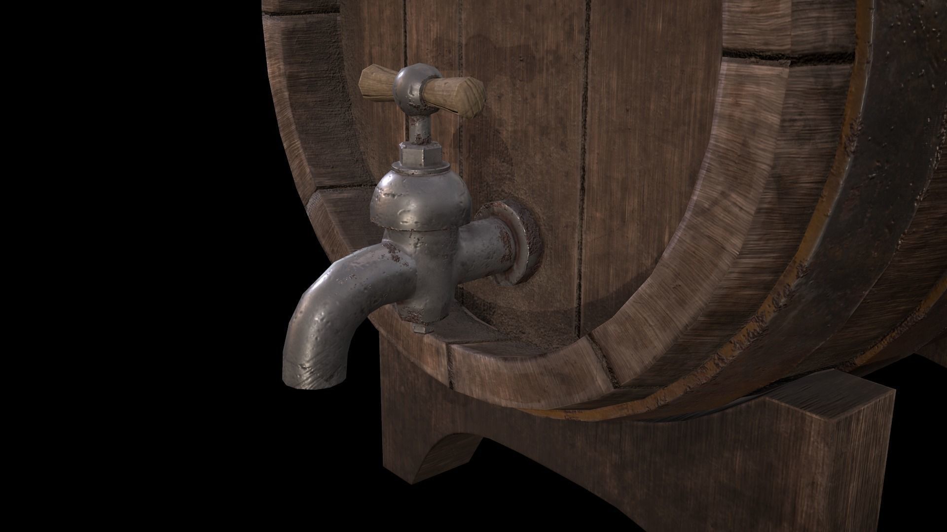 Wine Barrel PBR Low-poly 3D model_3