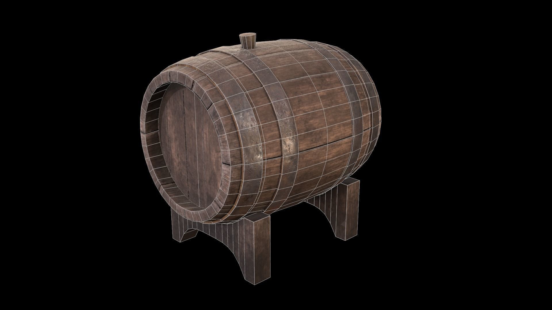 Wine Barrel PBR Low-poly 3D model_6