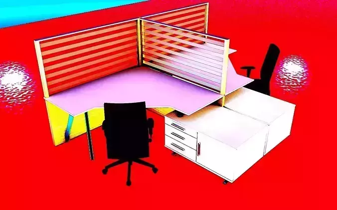 Workspace office with desk and chairs 3D model