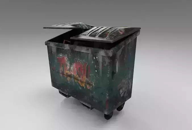 dirty low poly dumpster
