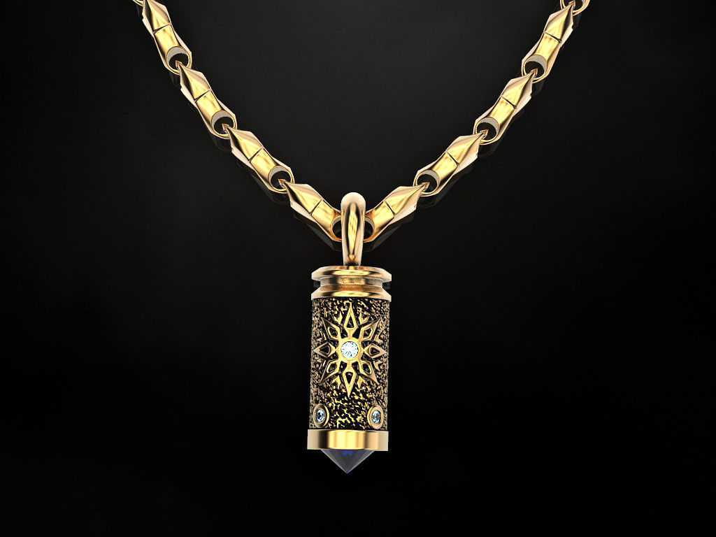 Pendant Jewelery bullet 3D print model_9
