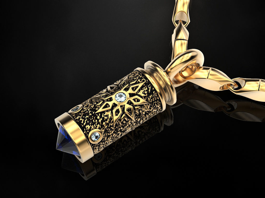 Pendant Jewelery bullet 3D print model_3