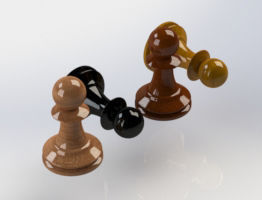 Chess Set board with gold pieces 3D print model_8