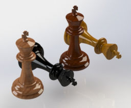 Chess Set board with gold pieces 3D print model_3