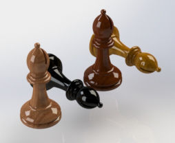 Chess Set board with gold pieces 3D print model_6
