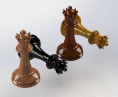 Chess Set board with gold pieces 3D print model_4