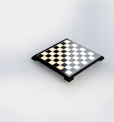 Chess Set board with gold pieces 3D print model_2