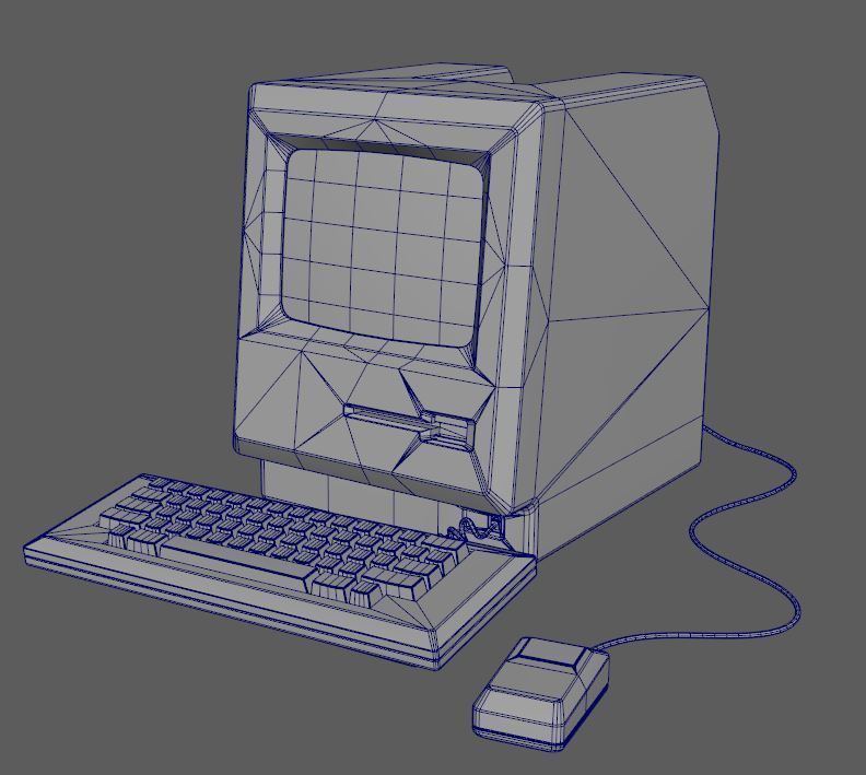 Mac Computer 1984 Low-poly 3D model_13
