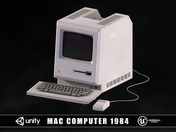 Mac Computer 1984 Low-poly 3D model