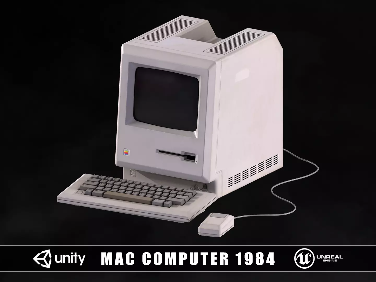 Mac Computer 1984 Low-poly 3D model_0