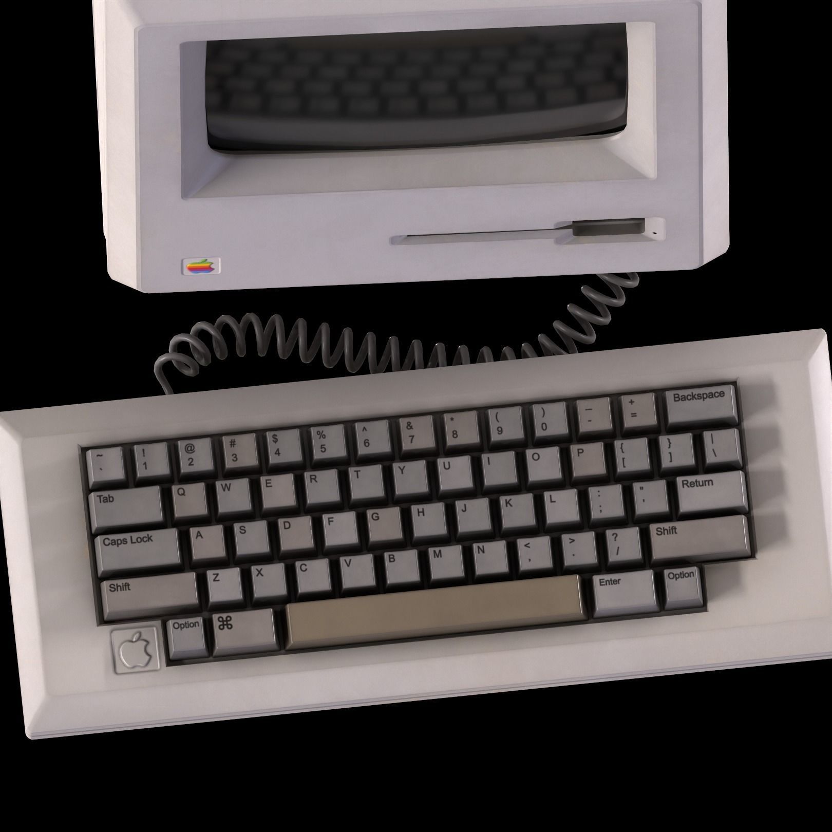 Mac Computer 1984 Low-poly 3D model_8