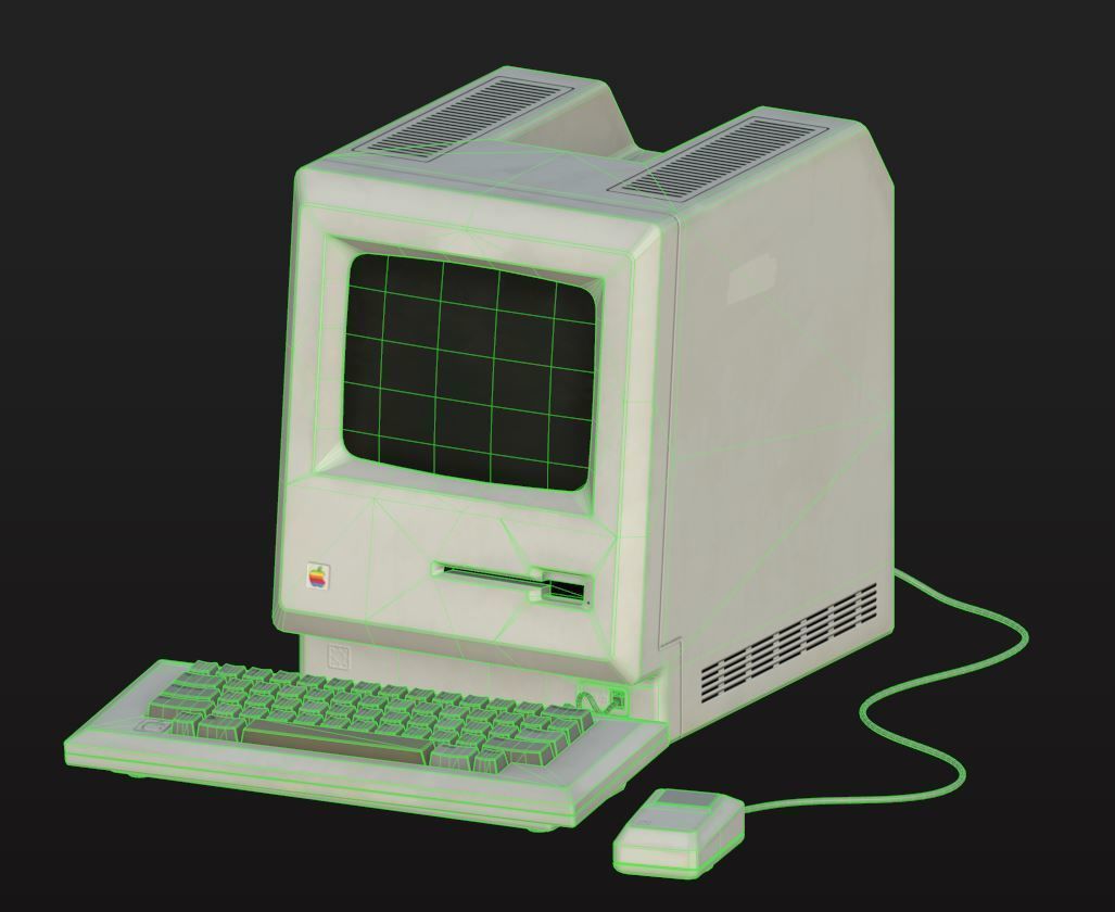 Mac Computer 1984 Low-poly 3D model_14