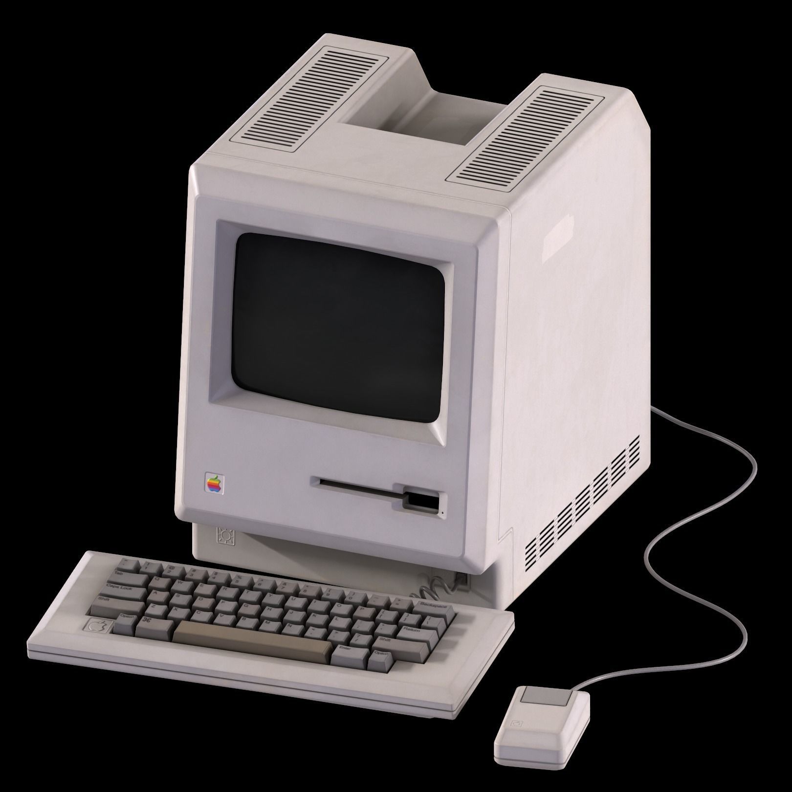 Mac Computer 1984 Low-poly 3D model_3