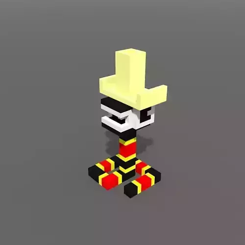 Voxel Coral Snake Low-poly 3D model