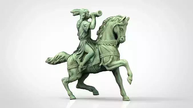 EQUESTRIAN STATUE Low-poly 3D model
