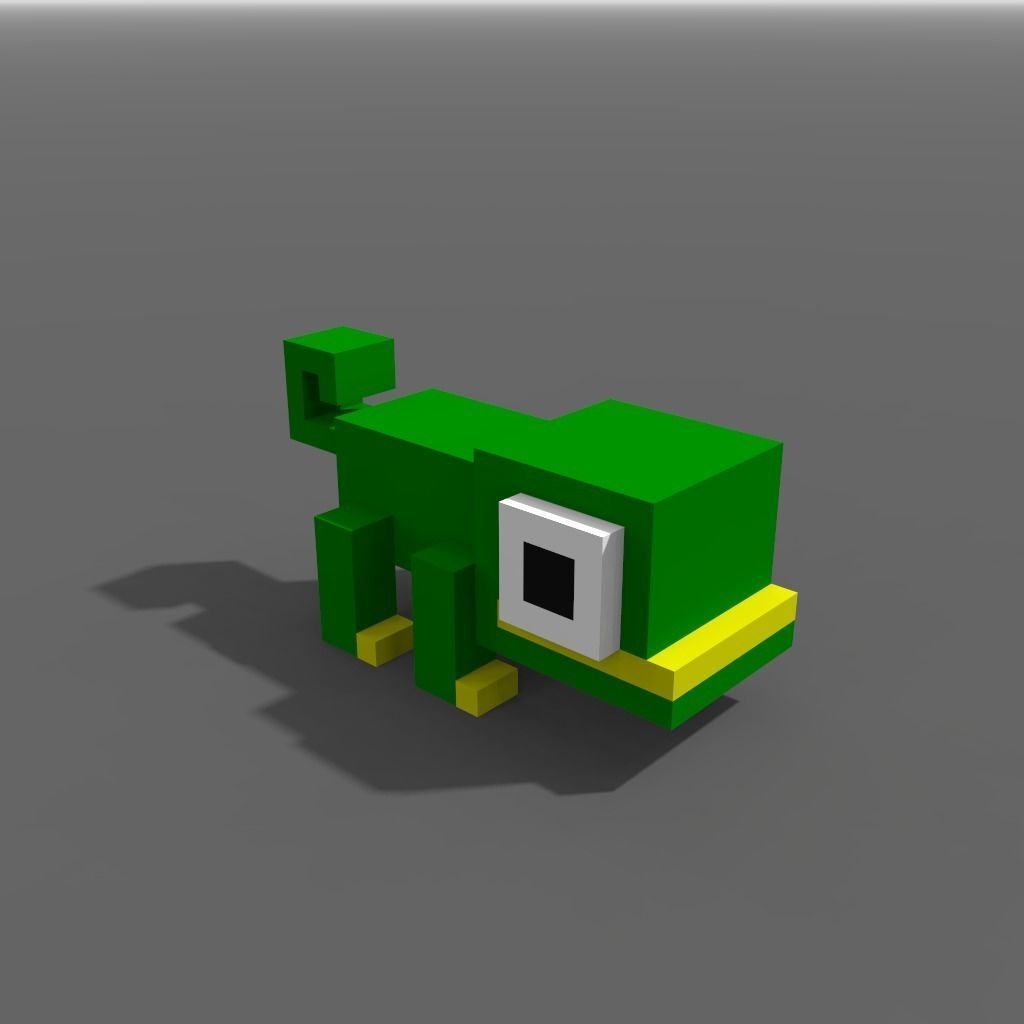 Voxel Iguana Low-poly 3D model_1