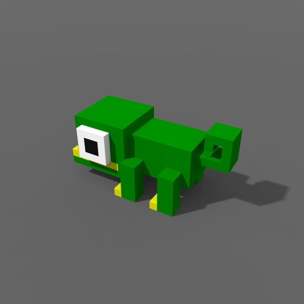Voxel Iguana Low-poly 3D model_2