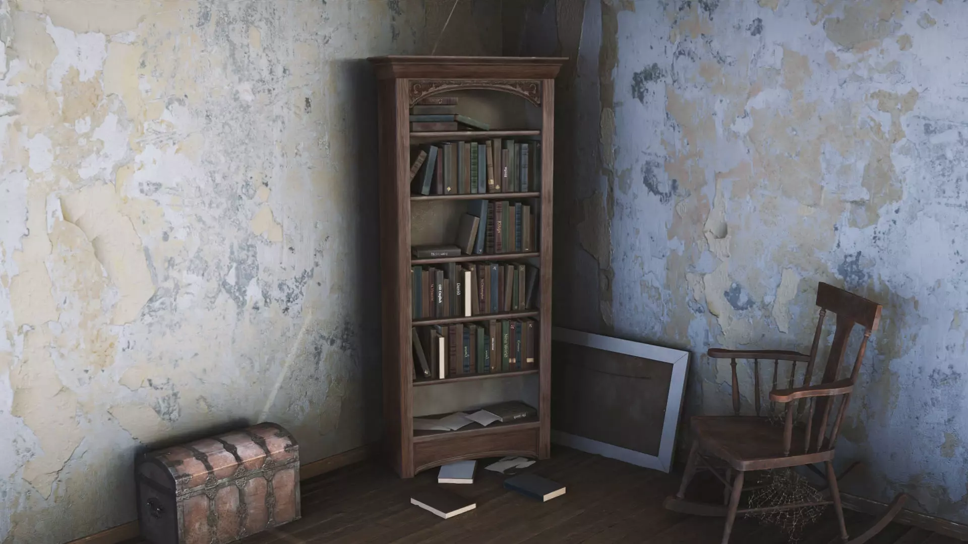 Dusty Old Bookshelf Free low-poly 3D model
