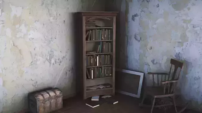Dusty Old Bookshelf Free low-poly 3D model