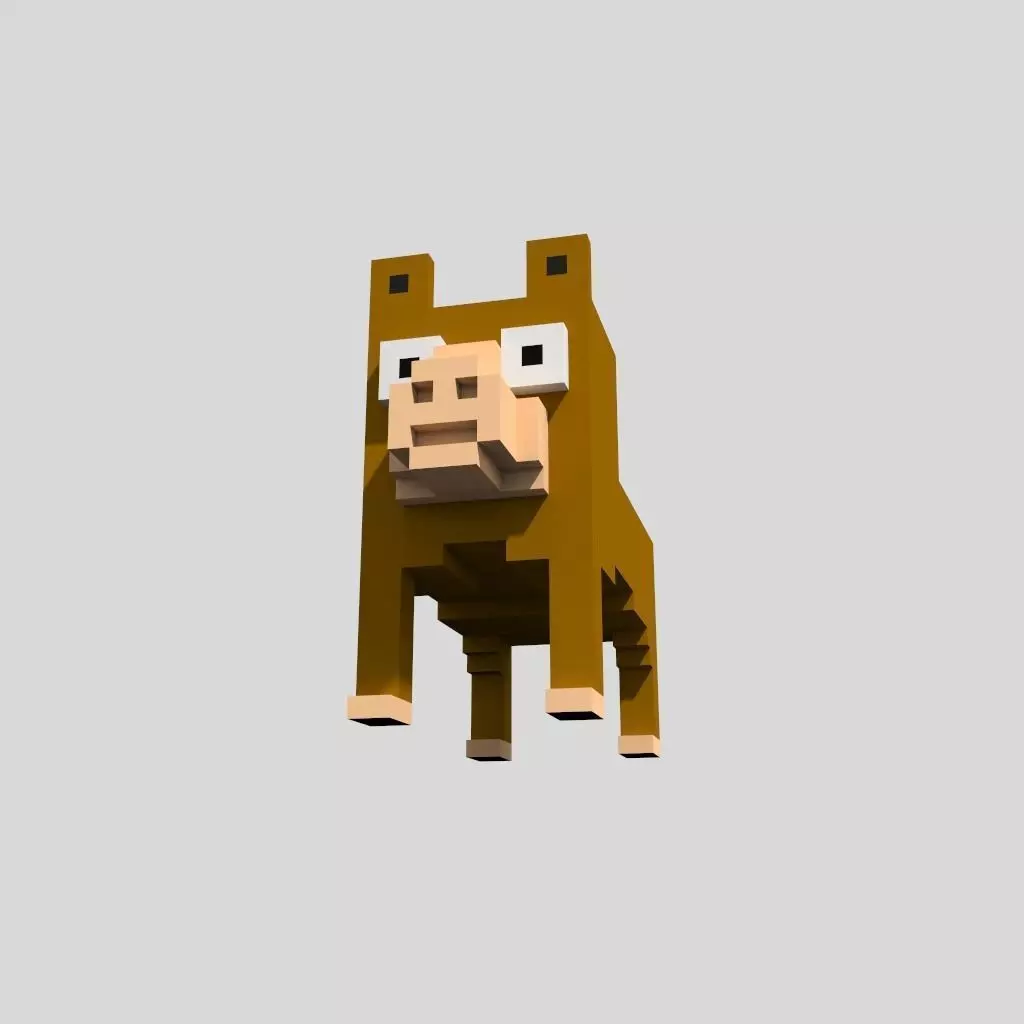 Voxel Coati Low-poly 3D model_0
