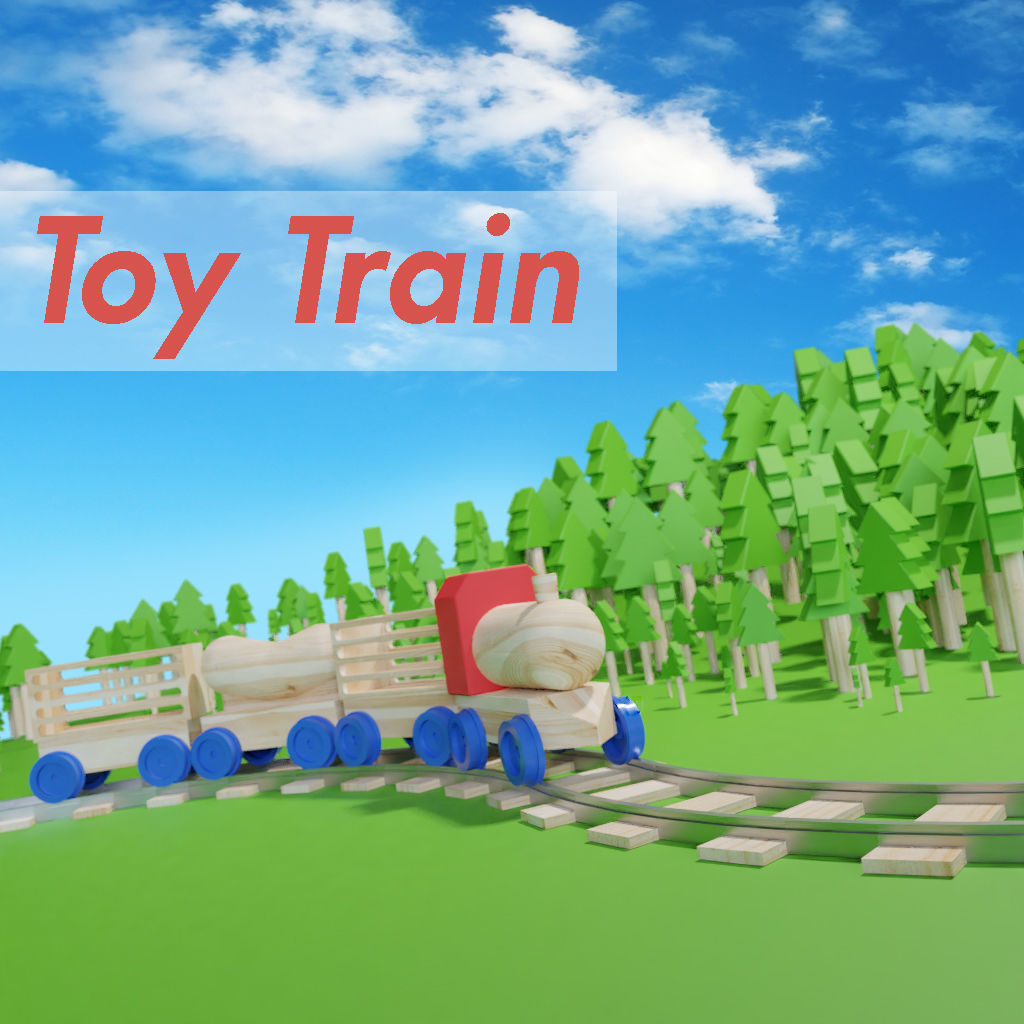 Wooden Toy Train cargo and track 3D model_3