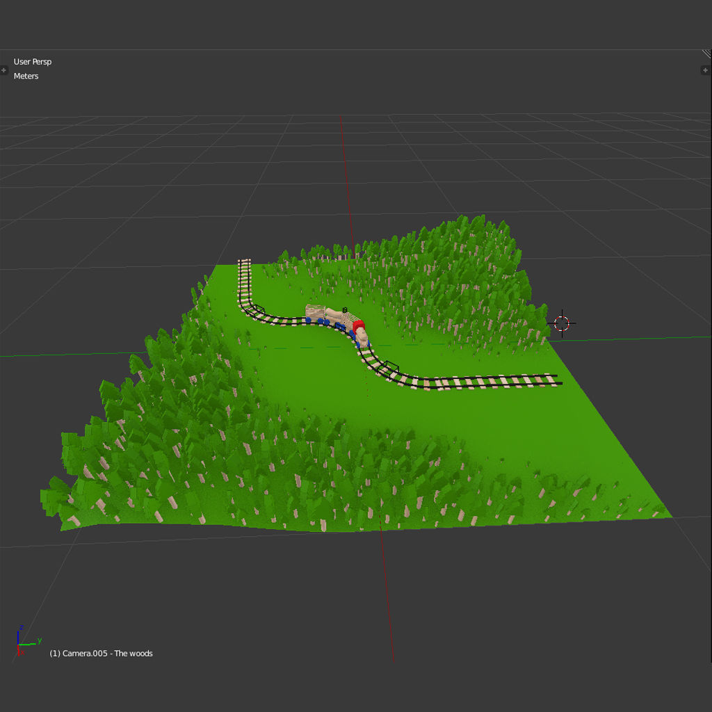 Wooden Toy Train cargo and track 3D model_6