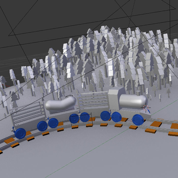 Wooden Toy Train cargo and track 3D model_9