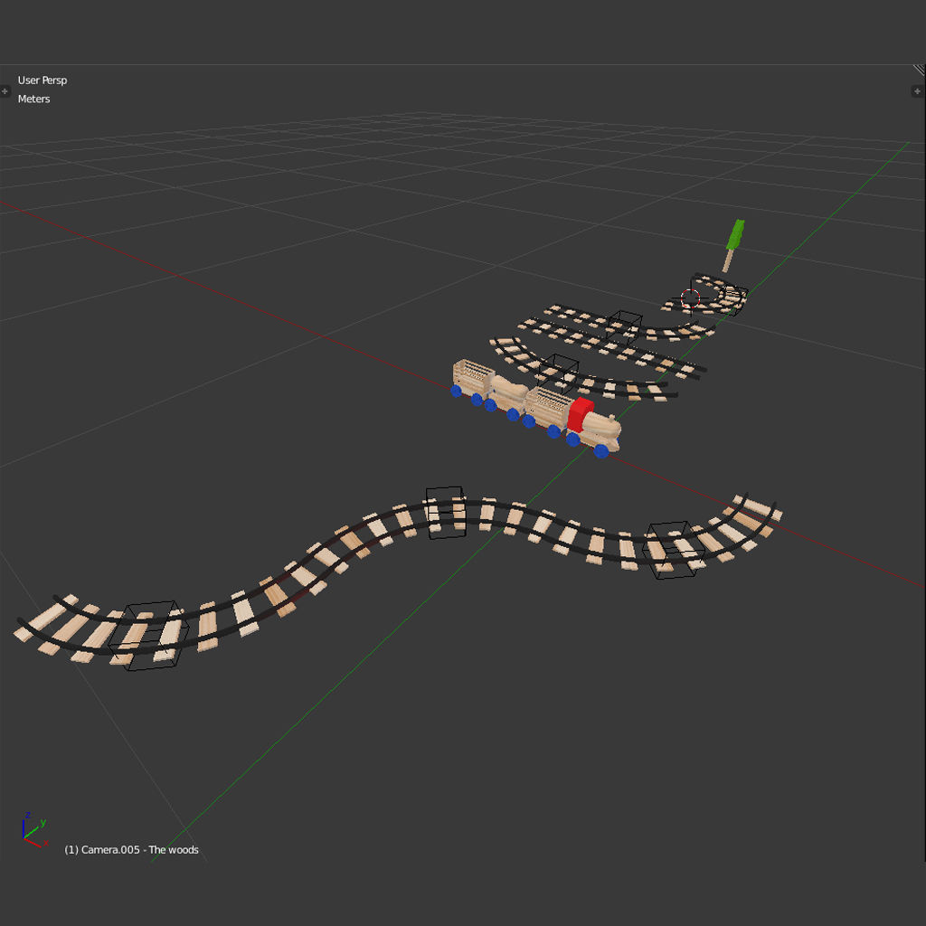 Wooden Toy Train cargo and track 3D model_7