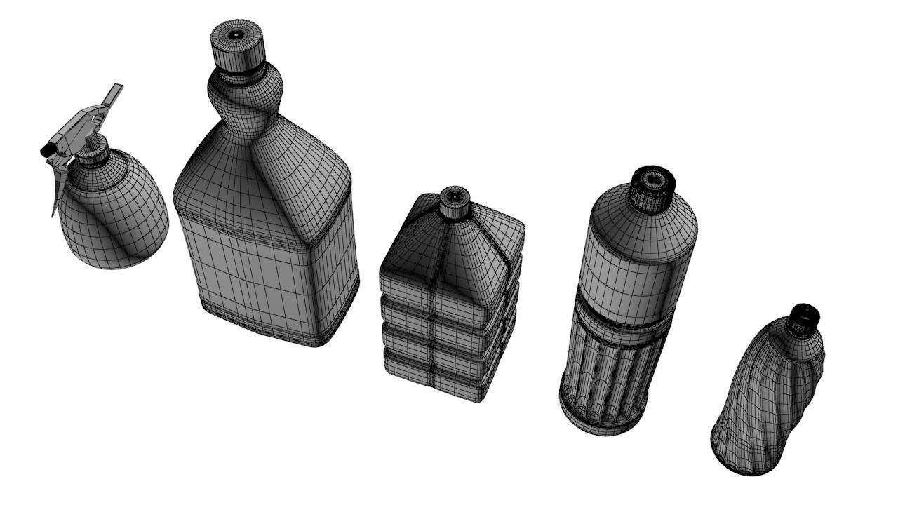 Kitchen Set 6 group of different containers Low-poly 3D model_1