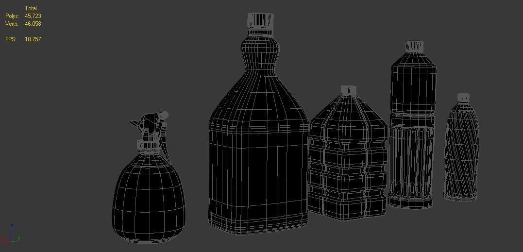 Kitchen Set 6 group of different containers Low-poly 3D model_3