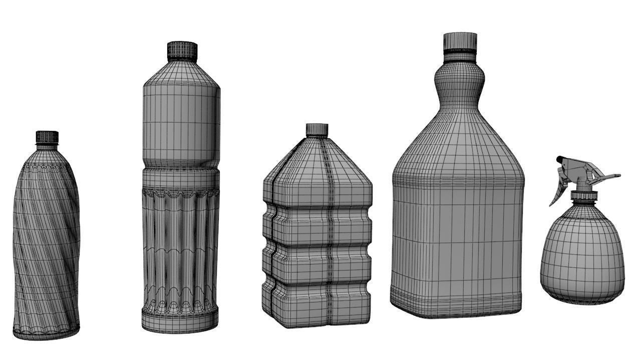 Kitchen Set 6 group of different containers Low-poly 3D model_2