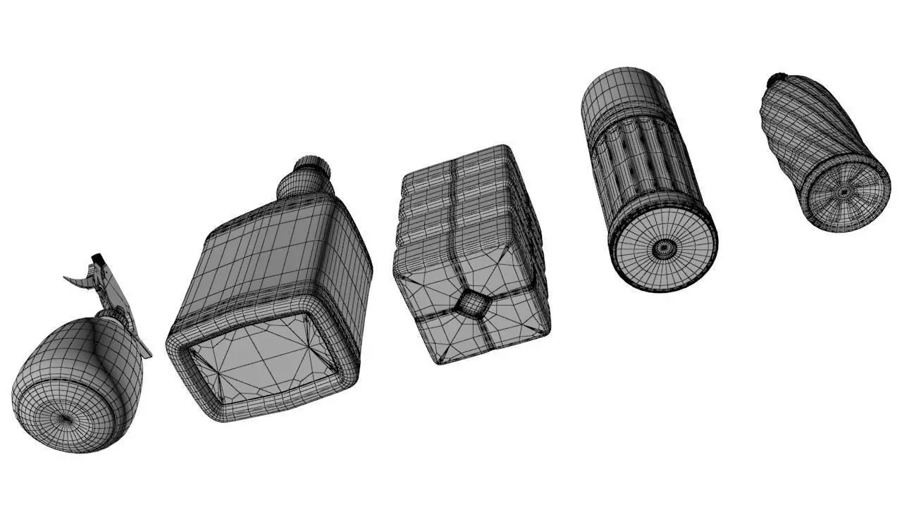 Kitchen Set 6 group of different containers Low-poly 3D model_0