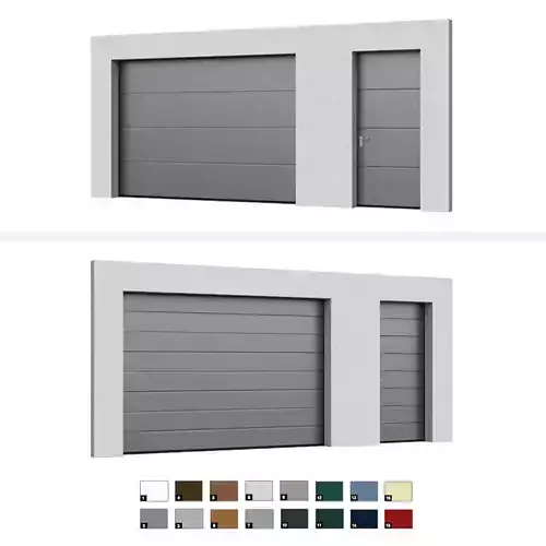 Sectional gates Hormann LPU open and closed with side door 3D model