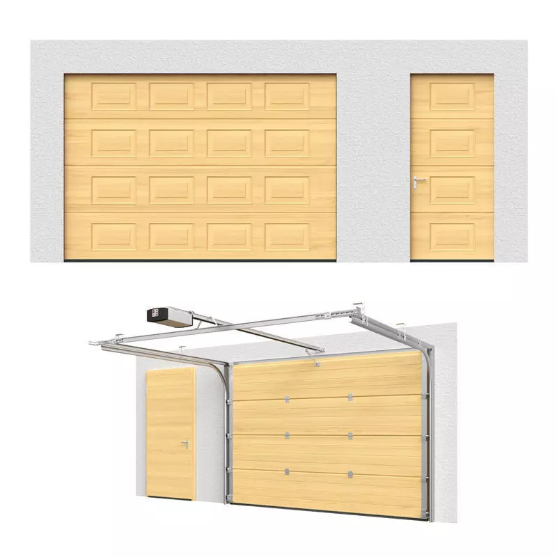 Sectional gates Hormann Wood open and closed 3D model_0